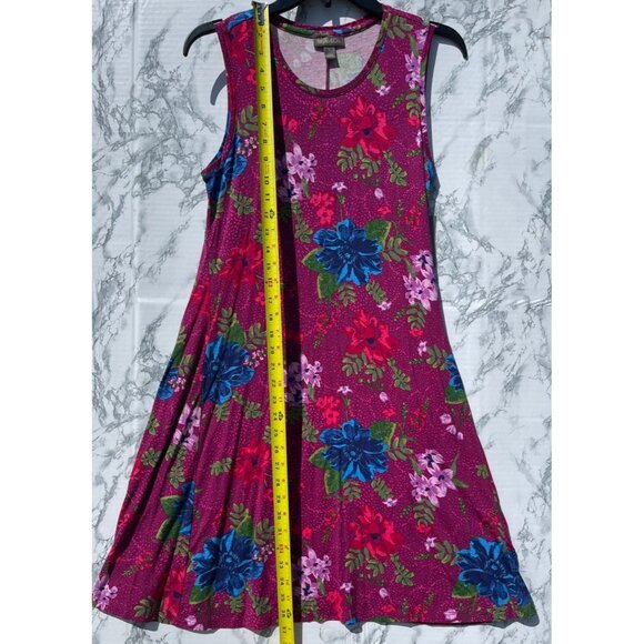 Style & Co. Sleeveless Floral Print Flip Flop Dress In Magenta With Blue & Pink - Picture 3 of 7